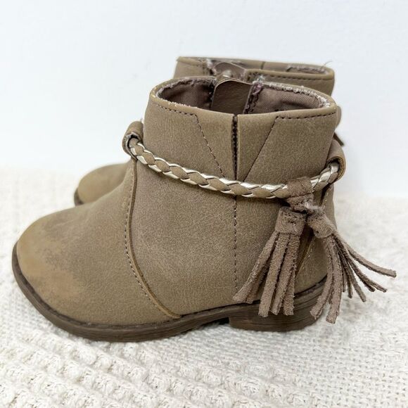 Wonder Nation Toddler Baby Girl Boots Sz 4 Tan Tassel Booties - Picture 6 of 9
